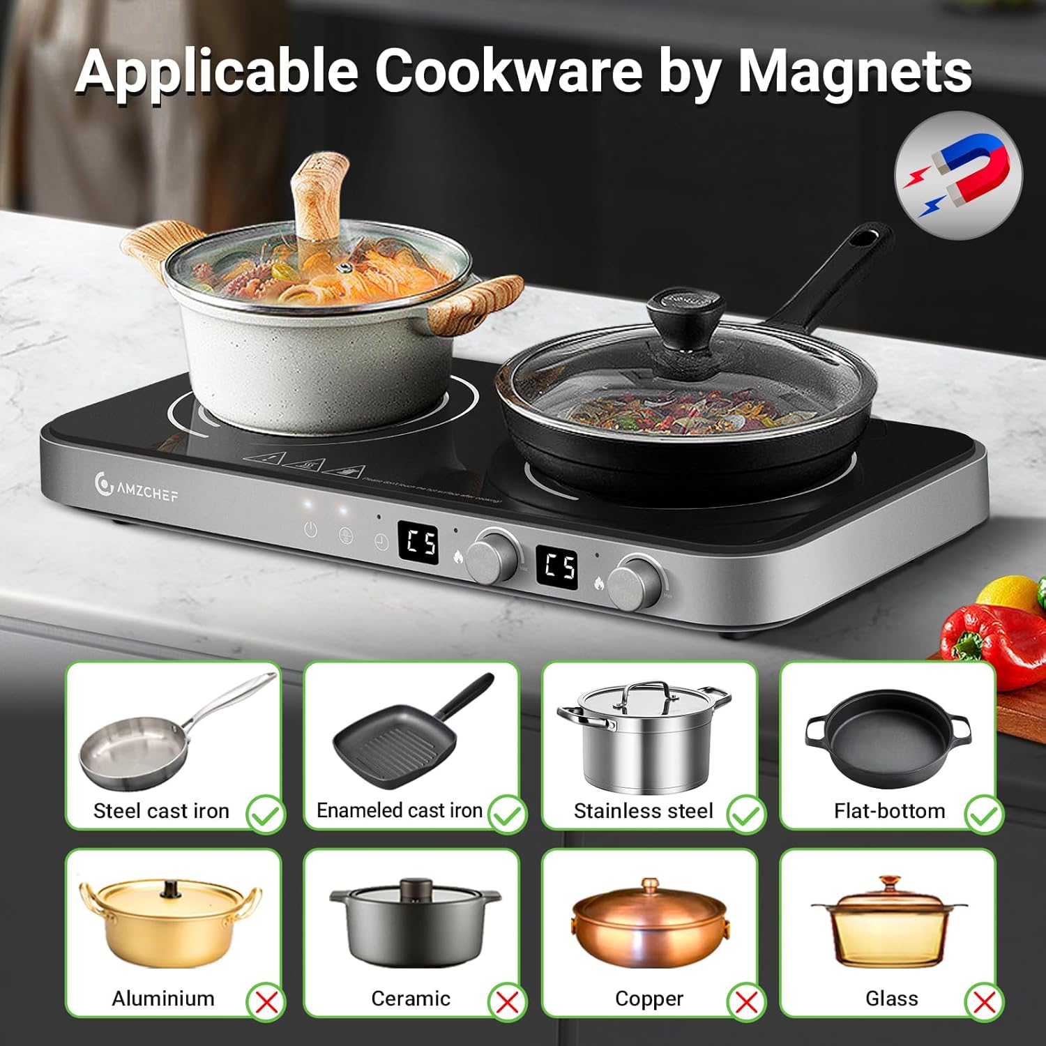 Double Induction Cooktop with  - Induction Cooktop Portable 评论和价格